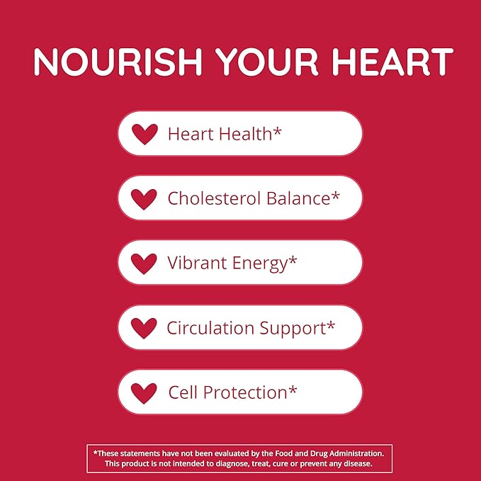 Red Yeast Rice with CoQ10 Supplement 1200 mg - Supports Cholesterol Balance, Heart Health & Circulation - Antioxidant Support with Coenzyme Q10 - Citrinin-Free, Non-GMO, Vegan, 60 Ct