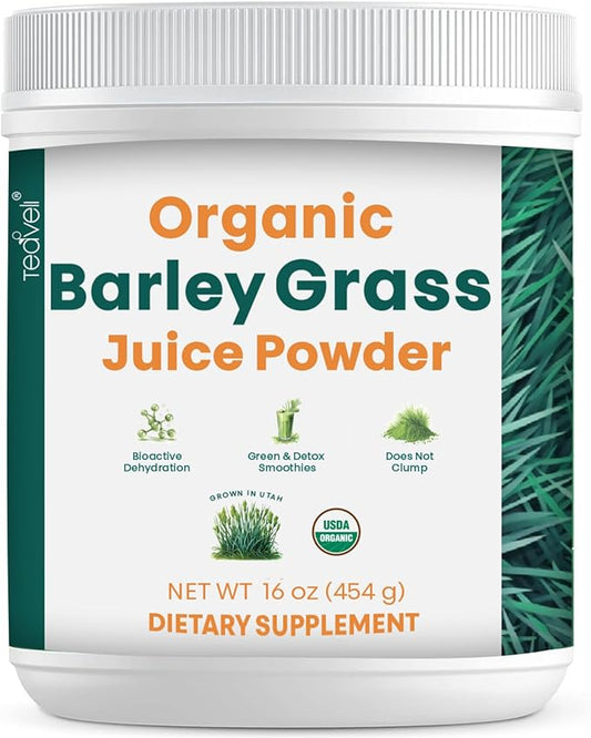 Organic Barley Grass Juice Powder- Grown and Harvested in The Fertile Utah Soil - 16 Ounces (454 Grams)