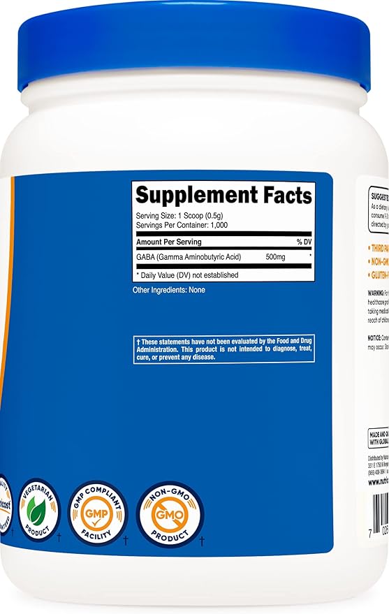 Nutricost Pure GABA (Gamma Aminobutyric Acid) Powder (500 Grams/1.1 pounds) (3 Pack)