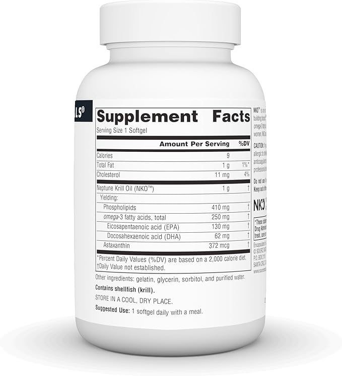 Source Naturals NKO Neptune Krill Oil, Supports Heart Health and Cell Membrane Integrity*, 1,000 mg - 60 SoftGels