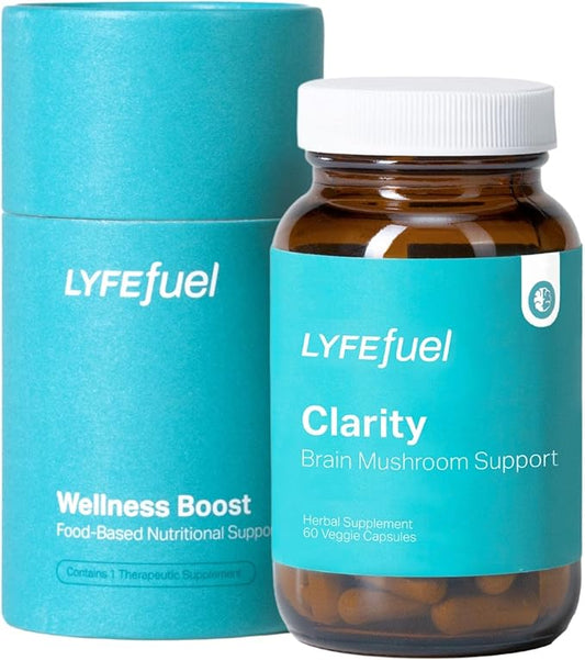 LyfeFuel Adaptogen Blend for Focus & Productivity | Natural Nootropic Mushroom Supplement & Organic Herb Complex to Boost Brain Power | Lion’s Mane, Cordyceps, Bacopa, Gotu Kola | 60 Vegan Capsules