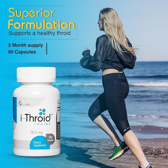 RLC Labs i-Throid 12.5 mg - Thyroid Supplements for Hypothyroidism, Iodide Supplements for Thyroid, Support Healthy Metabolism, Thyroid Support for Women and Men - 90 Vegetarian Capsules (Pack of 2)
