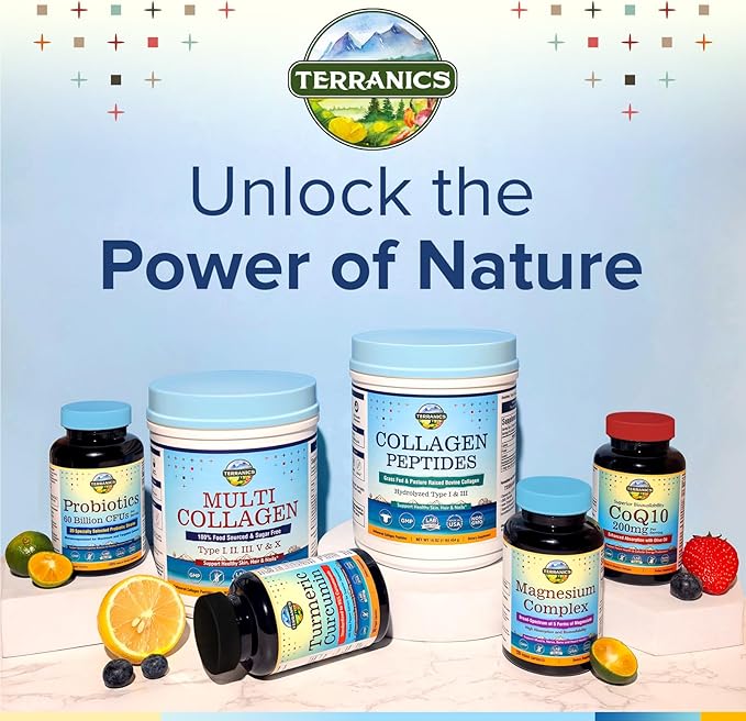 Terranics Multi Collagen Peptides Powder, Type I II III V X Hydrolyzed Collagen for Women+Men, Collagen Supplements for Skin Nail Hair, Fast Dissolve, Unflavored Colageno, No Sugar, Keto, 16oz