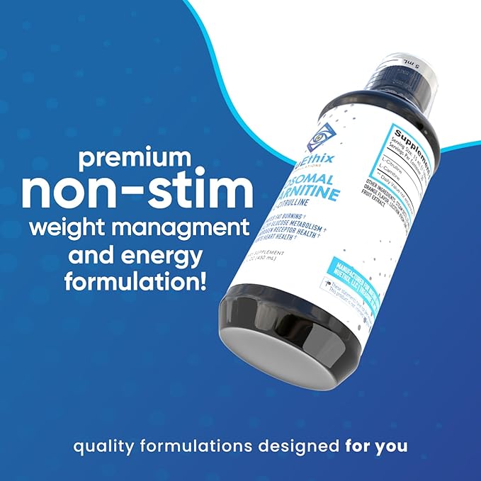 NuEthix Formulations Lipsomal L-Carnitine Supplement 600mg with L-Citrulline 1000mg for Healthy Weight Management, Fat Metabolism, Energy Production and Increased Blood Flow, for Men & Women