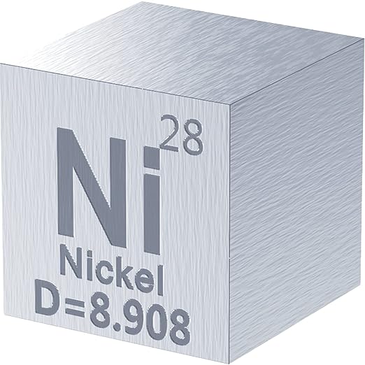 Nickel Cube - Metal Element Cubes - Laser Engraved Density Cube Set for a Periodic Table of Elements Collection - (Nickel, 1 inch)
