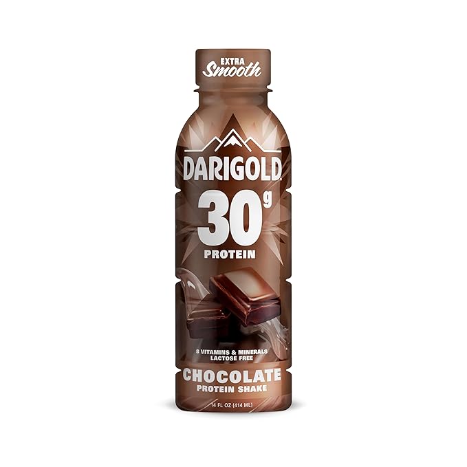 Darigold Ready to Drink Chocolate Protein Shake, 30g Protein, No Added Sugar, Lactose Free, Only 170 Calories, Electrolytes, Gluten Free - 14oz bottles 12 pack