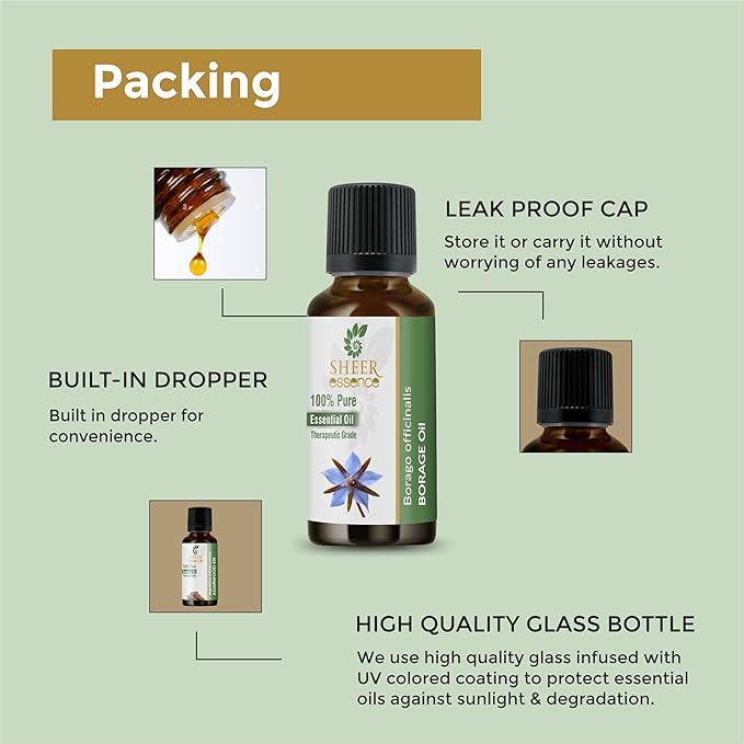 Borage Oil 100% Pure Undiluted Natural Uncut Therapeutic Grade Cold Pressed Carrier Oils for Skin, Hair and Aromatherapy 5000ML