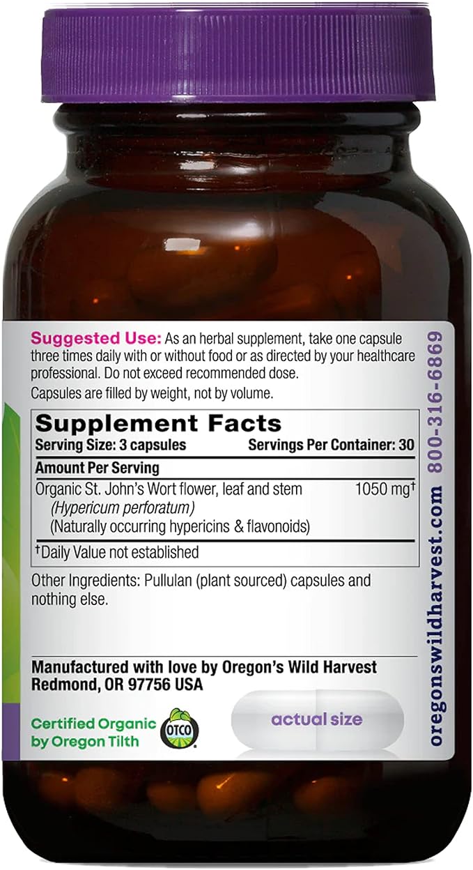 Oregon's Wild Harvest St John's Wort Supplement, 90 Count