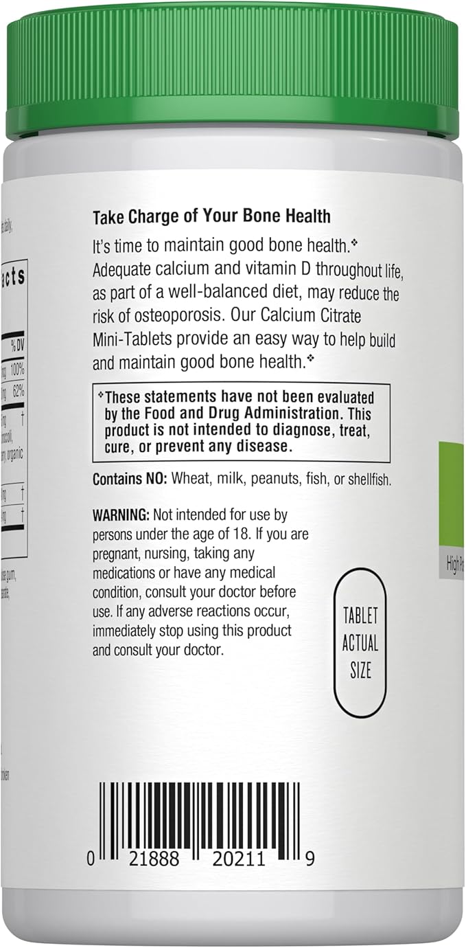 Rainbow Light Calcium Citrate Mini-Tablets With Vitamin D, Dietary Supplement Provides High-Potency Bone Health Support, With Calcium and Vitamin D, Vegetarian and Gluten Free, 120 Count