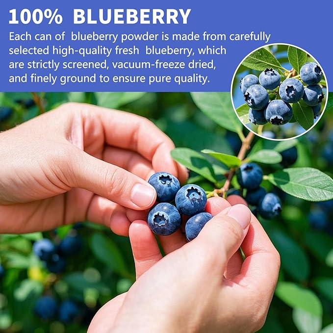 Blueberry Powder, 6.7OZ Freeze Dried Blueberry Pow der, Freeze Dried Fruit Powder, No Sugar & Additives, Great for Oatmeal, Cereal, Yogurt, Ice Cream, Pudding, Cookies, Cakes