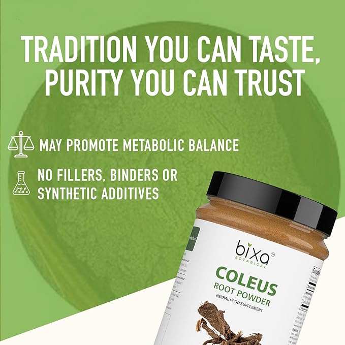 bixa BOTANICAL Coleus Forskohlii Root Powder | Forskolin-Rich Herb | Supports Wellness | 100% Pure & Natural, Lab-Tested, Vegan, Non-GMO, 140+ Years of Herbal Heritage, 200g / 7oz
