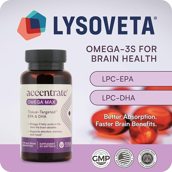 Omega 110 w/LYSOVETA LPC | EPA & DHA Supplements for Brain & Retina Health | Focus, Attention, Memory, Mood & Vision | 6X Higher Absorption Than Fish Oil | High Potency Omega-3 LPC-DHA