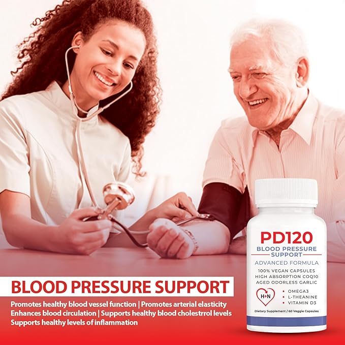 Blood Pressure Support Supplements, Black Garlic Extract with COQ10 - Blood Pressure Supplements, - 60 Capsules