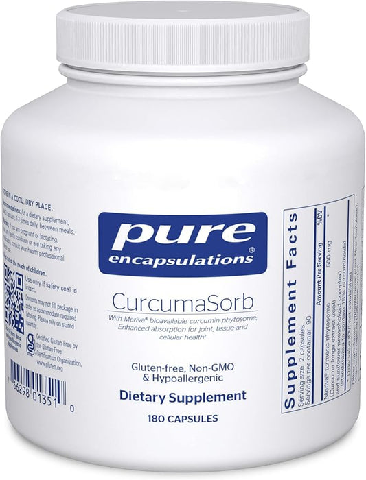Pure Encapsulations CurcumaSorb 180's - Meriva Curcumin Phytosome - Supports Joint Health* - Gluten Free & Non-GMO - 180 Capsules