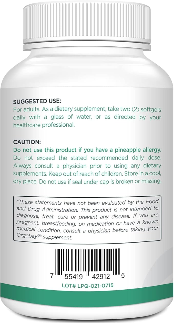 Orgabay Liposomal Quercetin Phytosome 1600 mg,Bromelain 200mg,Zinc 30mg,Vitamin C Turmeric 40 mg,Highest Absorption,Quercetin Complex, 120 Softgels