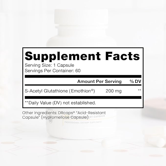 Pure Therapro Rx S-Acetyl Glutathione Gold 200mg | 2 Month Supply Acid-Resistant Capsule | Patented Acetylated Form of Glutathione | Zero Fillers Or Flow Agents | Pharmaceutical Grade, Non-GMO