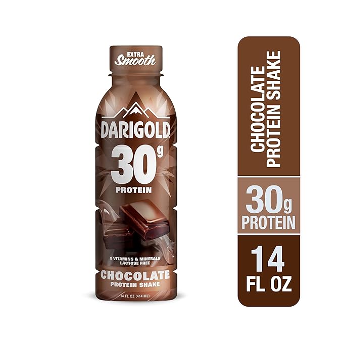 Darigold Ready to Drink Chocolate Protein Shake, 30g Protein, No Added Sugar, Lactose Free, Only 170 Calories, Electrolytes, Gluten Free - 14oz bottles 12 pack