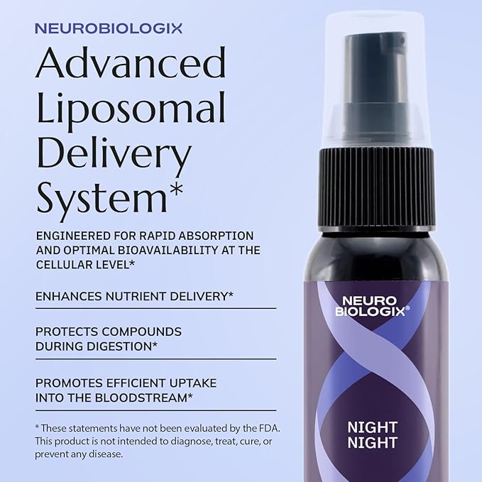 Night Night Liposomal Spray – Non-Habit-Forming Sleep Supplement with Melatonin & GABA - Fast-Absorbing Sleep Spray to Promote Rest, Relaxation & Positive Mood - Allergen-Free & Vegan