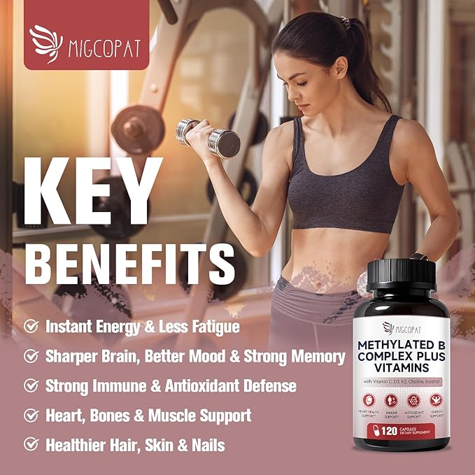 16-in-1 Methylated Multivitamin Plus, Methylated B Complex with Vitamin B12 & Methylfolate, B1-B7, CoQ10 & Alpha Lipoic Acid, Vitamin B Complex for Energy, Brain, Heart, Immunity &Antioxidant,120 Caps