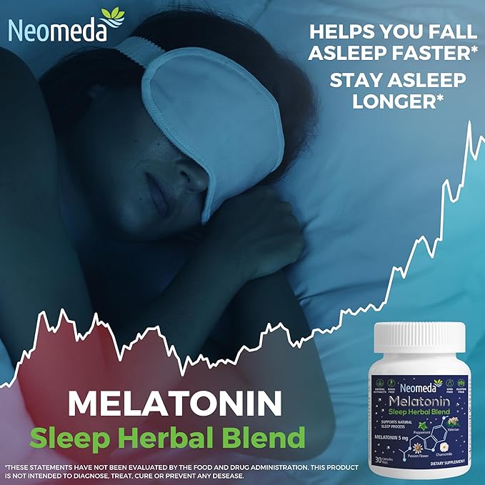 Melatonin Sleep Herbal Blend - Natural Sleep Support for Restful Nights with Melatonin 5mg & Calming Herbs - Drug-Free Dietary Supplement, 30 Capsules, 30-Day Supply