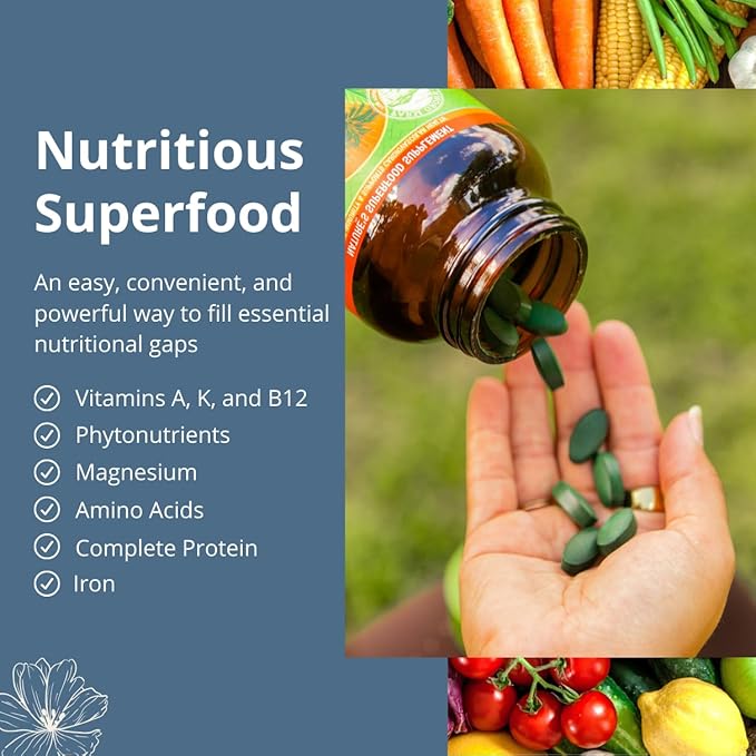 Nutrex Hawaii, Pure Hawaiian Spirulina - 1000 mg Tablets - Hawaiian Grown Natural, Nutrient Rich Superfood - Immune Support, Detox & Energy – Vegan Complete Protein, Non-GMO, Original, 180 Count
