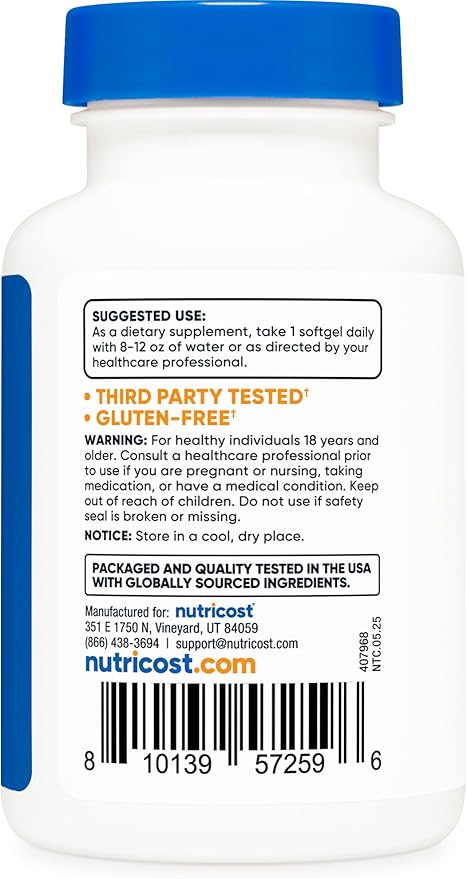 Nutricost Astaxanthin 12mg, Non-GMO and Gluten Free, 120 Softgels (4 Month Supply)