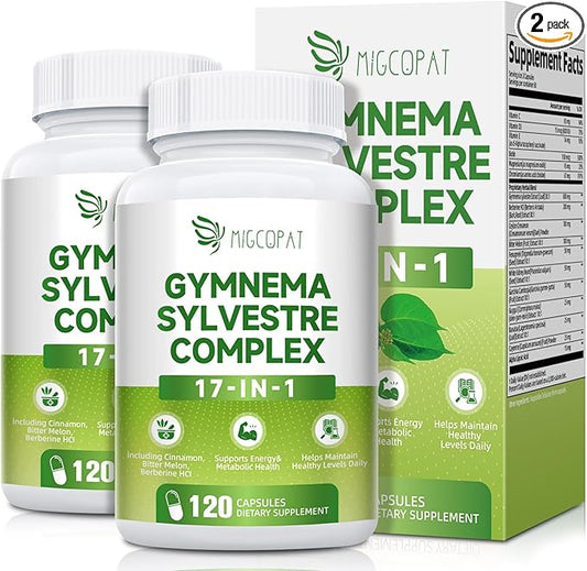 Gymnema Sylvestre Supplement 2 Pack (120 Capsules Each) | 17-in-1 Herbal Blend with Cinnamon, Berberine HCI, Bitter Melon & Chromium – Supports Metabolic Wellness & Energy Production