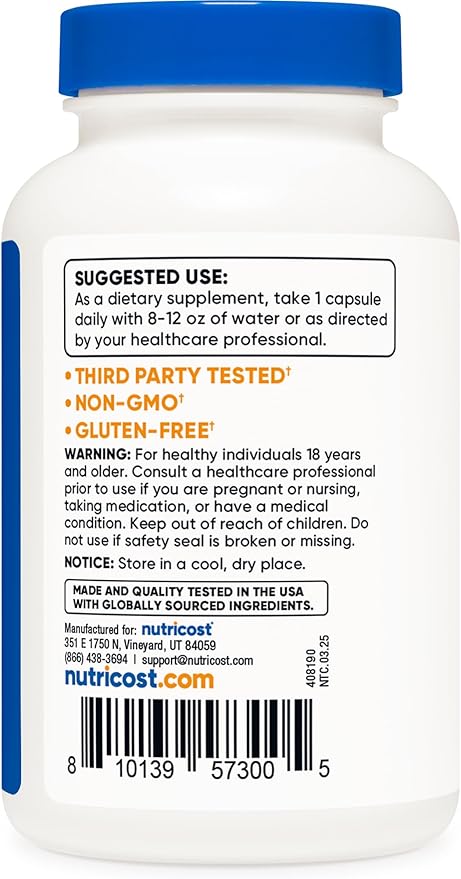 Nutricost Zinc Picolinate 50mg, 240 Vegetarian Capsules (3 Bottles) - Gluten Free and Non-GMO