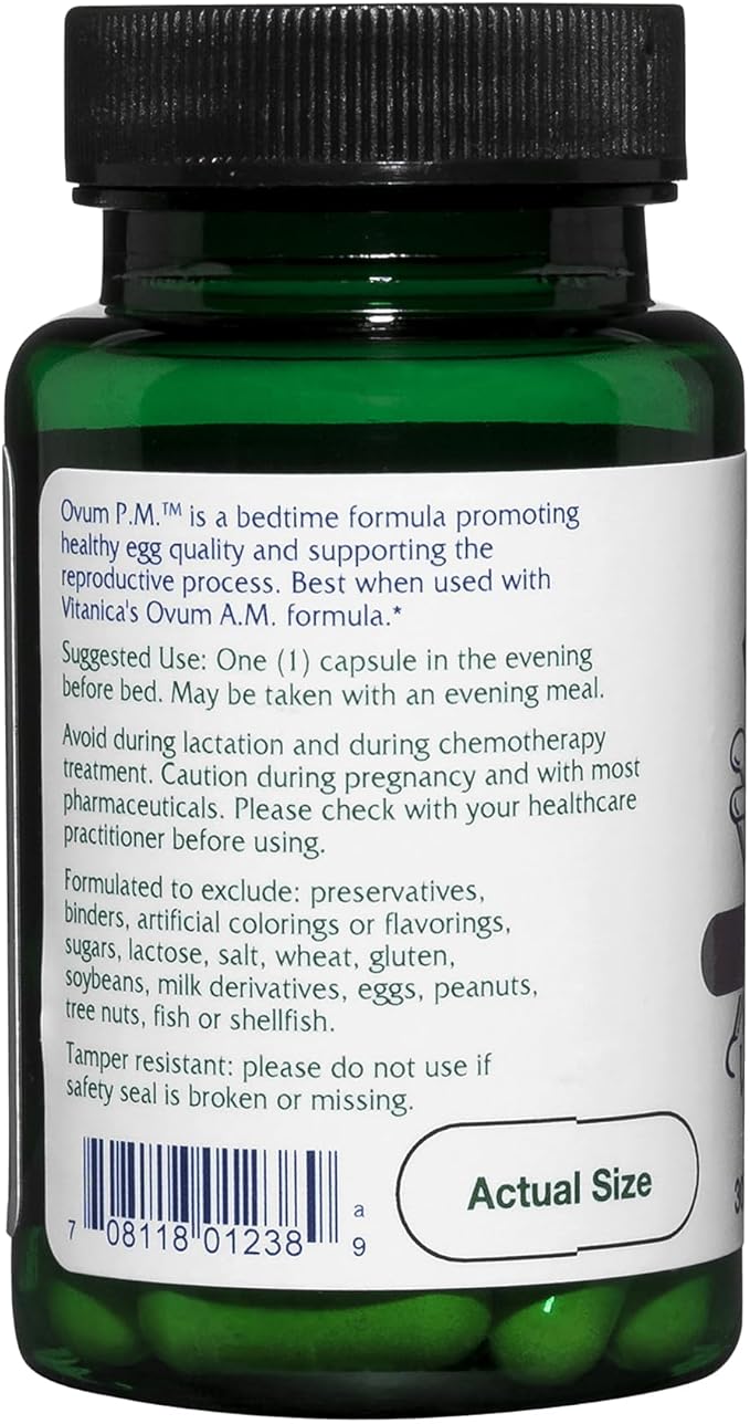 Vitanica Ovum P.M. - Egg Quality Support with Vitamin D3, Alpha Lipoic Acid & Melatonin - Works Best with Ovum A.M. - Herbal Dietary Supplement for Women's Health - Pro Logo - 30 Vegan Caps