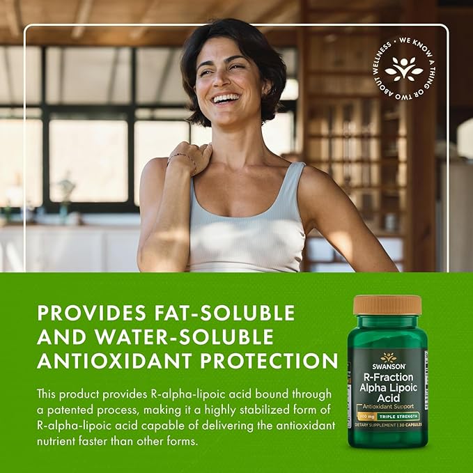 Swanson Triple Strength R-Fraction Alpha Lipoic Acid - Promotes Healthy Blood Pressure & Delivers Essential Nutrients - (30 Capsules, 300mg Each)