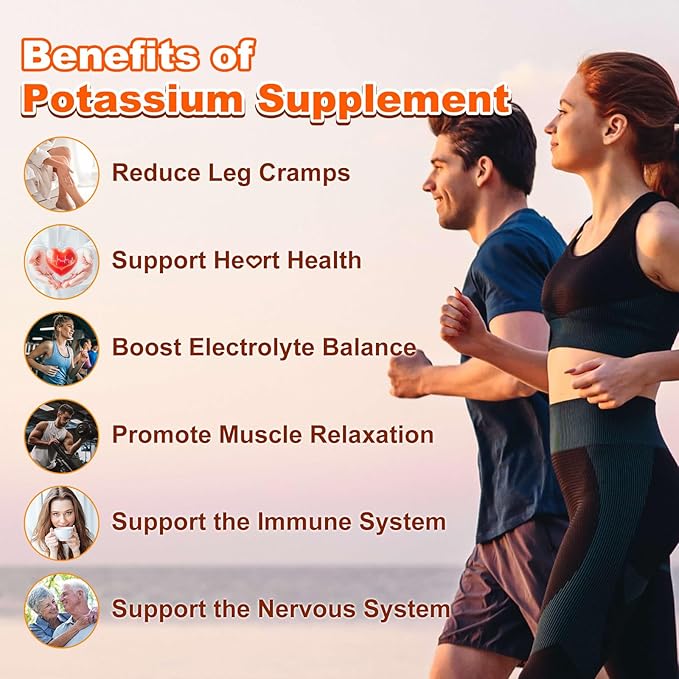 2 Pack Potassium Gummies, Potassium Chloride 1200mg for Adults, Sugar-Free Potassium Supplement Gummies Support Electrolyte Balance & Leg Cramps for Women & Men, Orange Flavor, Vegan, 120 Count