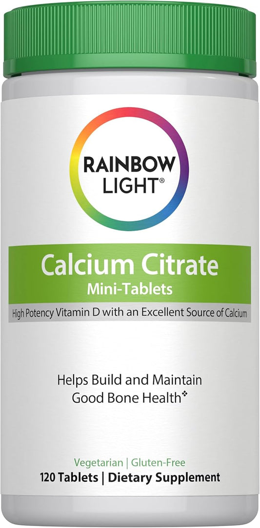 Rainbow Light Calcium Citrate Mini-Tablets With Vitamin D, Dietary Supplement Provides High-Potency Bone Health Support, With Calcium and Vitamin D, Vegetarian and Gluten Free, 120 Count