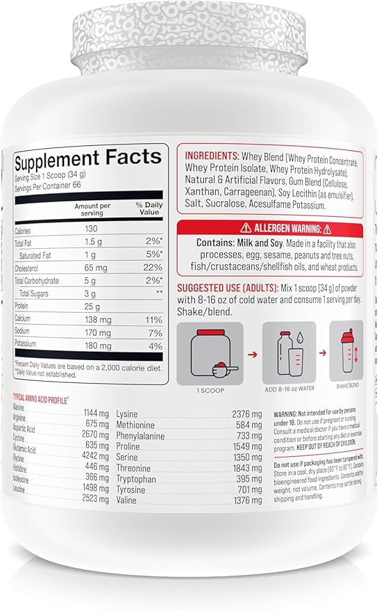 Whey Protein Powder, 25g Protein, Complete Amino Acid Profile, Gluten-Free, Low Fat, RBST-Free, Supports Muscle Recovery & Antibody Health (5 Pound, Vanilla)