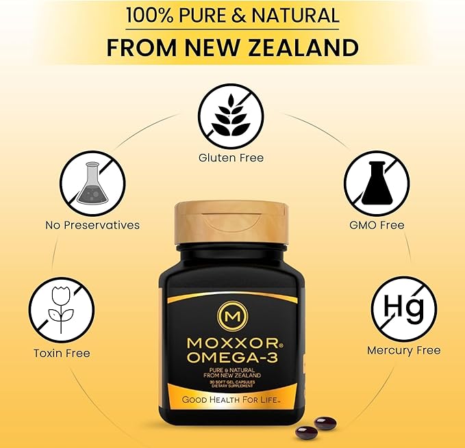 Omega 3 New Zealand Green Lipped Mussel Oil Soft Cap for Joint Support & Mobility, Heart & Immune Support, No Fishy Aftertaste, 1-Pack, 60Soft Capsules, 2-Soft Cap Per Day, 30 Day Supply