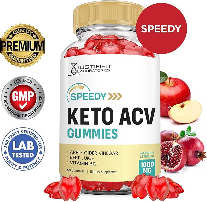 Justified Laboratories (2 Pack Speedy Keto ACV Gummies Advanced Formula 1000MG Speedy Keto Gummies Apple Cider Vinegar Formulated with Pomegranate Beet Juice Powder B12 Vegan Non GMO 120 Gummys