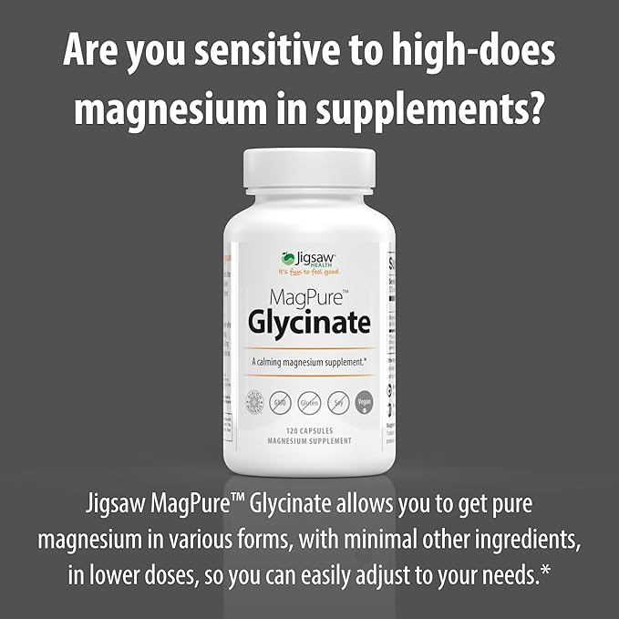 Jigsaw Health MagPure Glycinate | Premium Magnesium Glycinate Capsules | 120 Servings