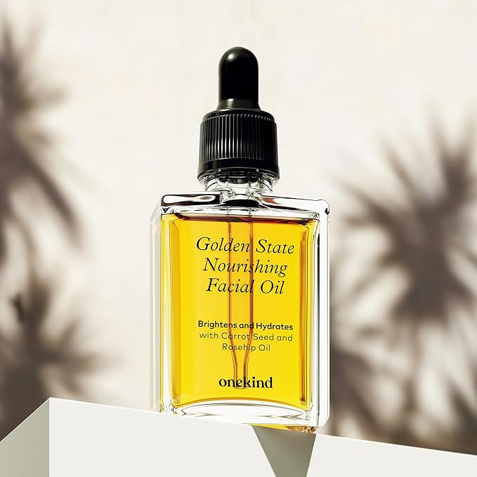 Onekind Golden State Anti Aging Botanical Face Oil with Rosehip Seed Oil, Sea Buckthorn Extract, Carrot Seed to Visibly Brighten, Firm, and Hydrate - Nourishing and Hydrating for Dry Skin