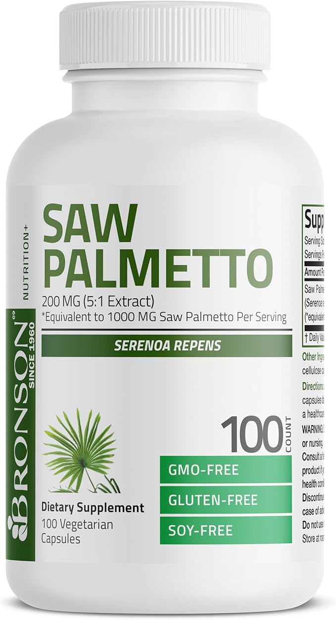 Bronson Saw Palmetto Extra Strength Supports Healthy Prostate Function & Urinary Health Support - Non GMO, 100 Vegetarian Capsules