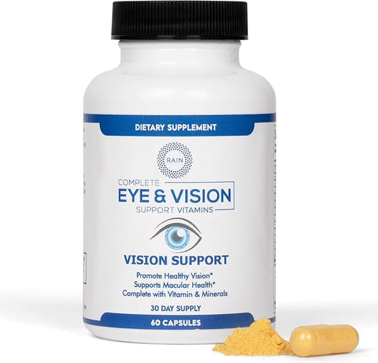 Rain Eye Vitamins & Vision Supplements for Adults – Eye Comfort and Vision Support – Lutein and Zeaxanthin Eye Supplements for Macular Health – 60 Veggie Capsules