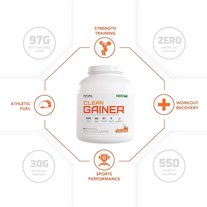 RIVAL NUTRITION Naturally Flavored Clean Gainer (5 lb, Salted Caramel)
