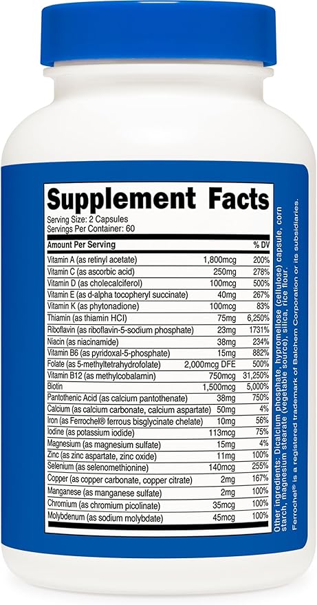 Nutricost Methylated Multivitamin 120 Capsules, 60 Servings - 23 Vitamin & Minerals Per Serving