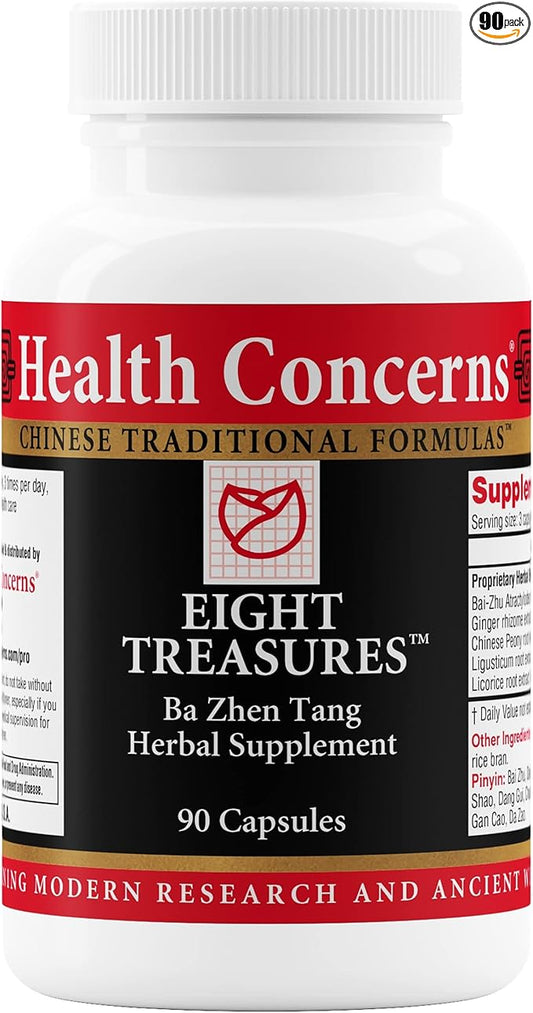Health Concerns Eight Treasures – Menstrual Relief & Women's Health Supplement – Uterine Health, Fatigue, Irregular Cycles, Postpartum Recovery – Herbal Chinese Medicine – 90 Capsules