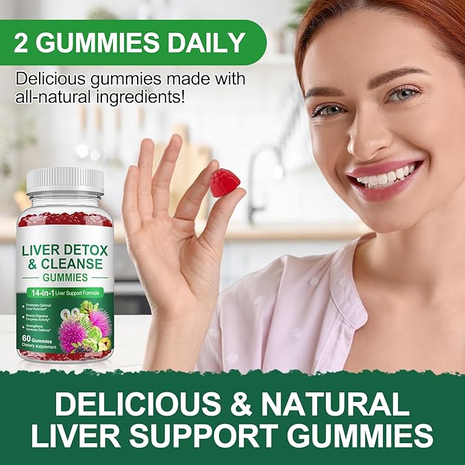 Gummy Milk Thistle, Liver Support Supplement, Immunity & Overall Health, for Your Liver Cleanse Detox & Repair, Promotes Optimal Liver Function, Glutathione, with Alpha Lipoic Acid, 60 Count