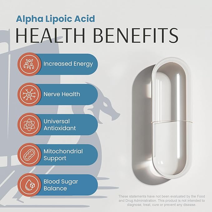 Alpha Lipoic Acid 600mg – Advanced Antioxidant Support | Cellular Energy, Metabolic Function & Longevity | Vegan, Clean Formula | 3rd Party Tested