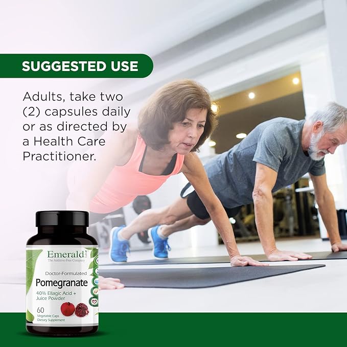 Emerald Labs Pomegranate Extract - Pomegranate Extract (40% Ellagic Acid) & Pomegranate Juice Powder for Immune Response & Heart Support* - 60 Vegetable Capsules (30-Day Supply)