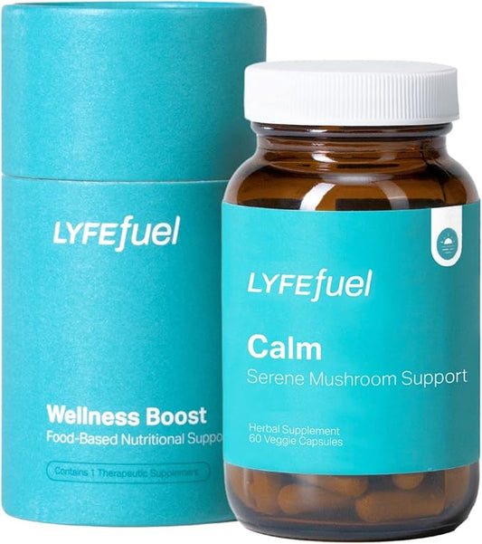 LyfeFuel Adaptogen Blend for Relaxation & Mood Support - Serene Whole Food & Organic Herb Complex to Calm Mind & Body | Lion’s Mane, Chaga, Kava, Lavender | 60 Vegan Capsules