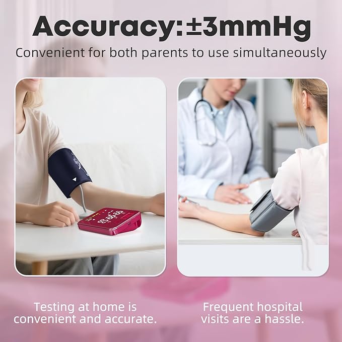 Blood Pressure Monitor Upper Arm Blood Pressure Monitors for Home Use Large Screen Rechargeable Bp Machine with 8.7"-16.5" Bp Cuff, 2x120 Memory, Voice Broadcast Bp Monitor(Red)