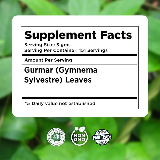 Gurmar Powder | Organic Gymnema Sylvestre Leaf | Pure, Natural, Non-GMO, Vegan, Gluten-Free | Herbal Superfood for Wellness & Healthy Living | 454 GMS