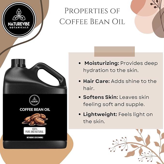 Naturevibe Botanicals Coffee Bean Oil 32 Ounces | 100% Pure and Natural | Great for Skin Care and Hair Care