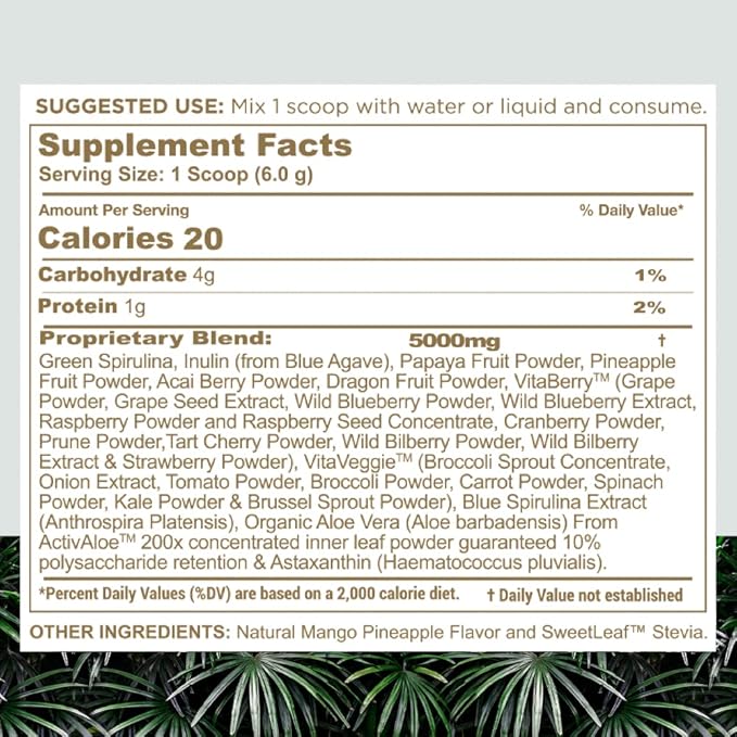 nbpure Earthy Andy Superfood Paradise, Mango Pineapple, 30 Servings
